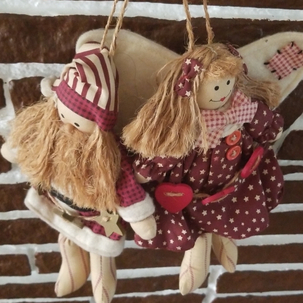 Vintage cloth Christmas angel & santa - Picture 6 of 8